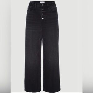 FRAME Denim Ali Wide Crop High Rise Denim Black